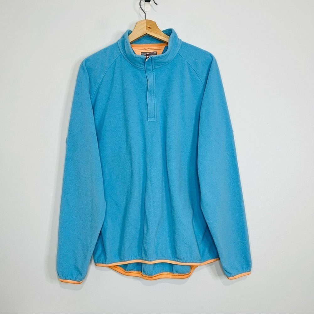 Peter Millar Warmth Blue Fleece 1/4 Button Snap Pullover XL